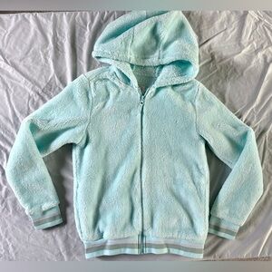 Wonder Nation Girls Zip-Up Hoodie Jacket Size 10/12 Light Blue Fleece Hooded